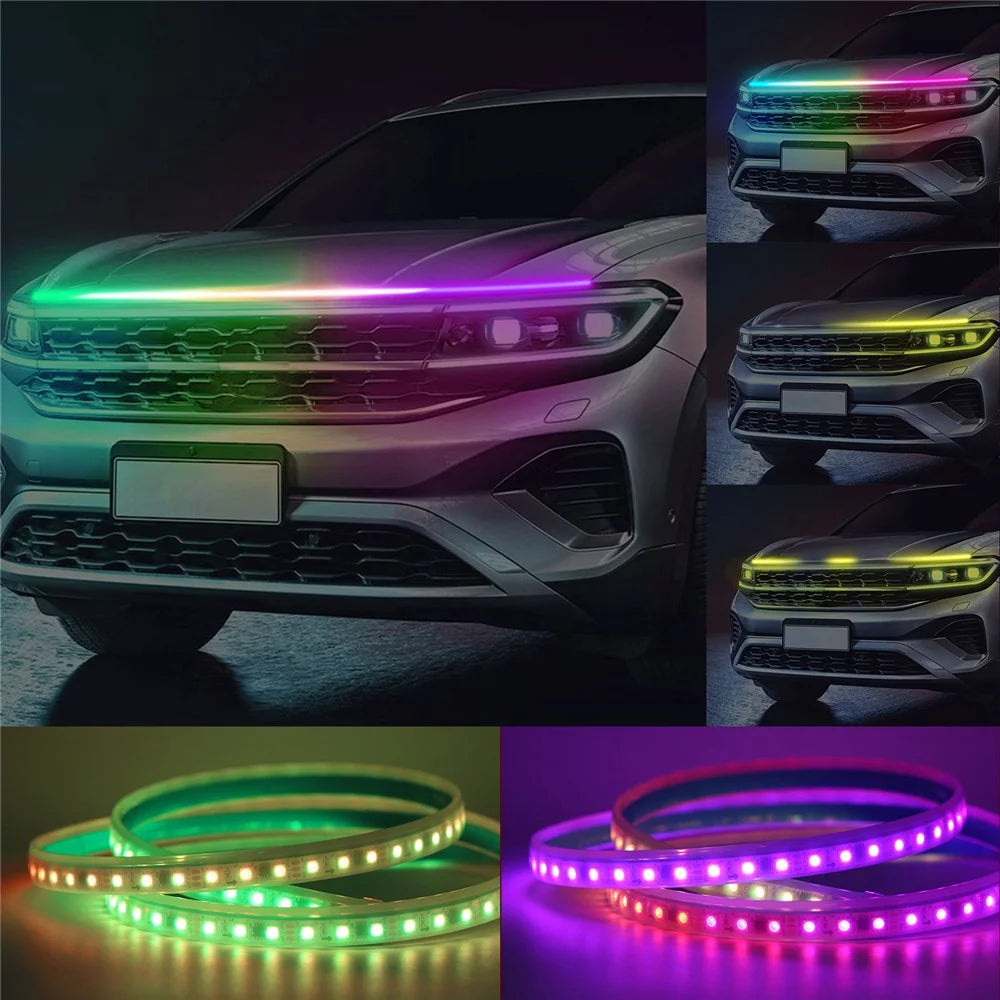 G15F 1.5m Car Hood LED Strip Lights Exterior Lights PVC Engine Hood Guide Decorative Light for Car Truck - 5