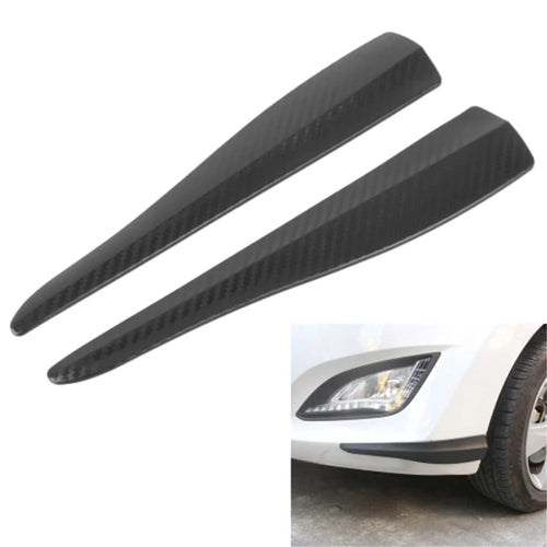 1 Pair Carbon Fiber Texture Car Front Bumper Protectors Anti-Collision Adhesive Silicone Strips, Size L - Black - 1
