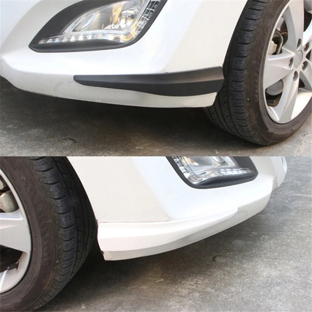 1 Pair Car Front Bumper Protective Strips Carbon Fiber Texture Anti-Collision Adhesive Silicone Strips, Size S - Black - 5