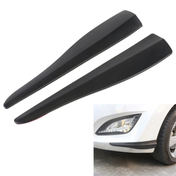 1 Pair Solid Color Car Front Bumper Protectors Strips Anti-Collision Silicone Trim Covers, Size L - Black - 1