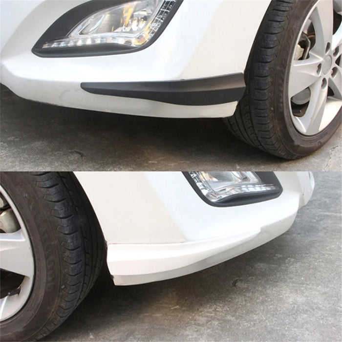 1 Pair Solid Color Car Front Bumper Protectors Strips Anti-Collision Silicone Trim Covers, Size L - Black - 5