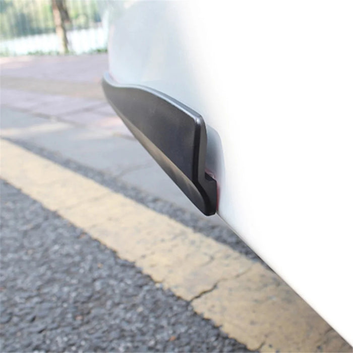 1 Pair Solid Color Car Front Bumper Protectors Strips Anti-Collision Silicone Trim Covers, Size L - Black - 6
