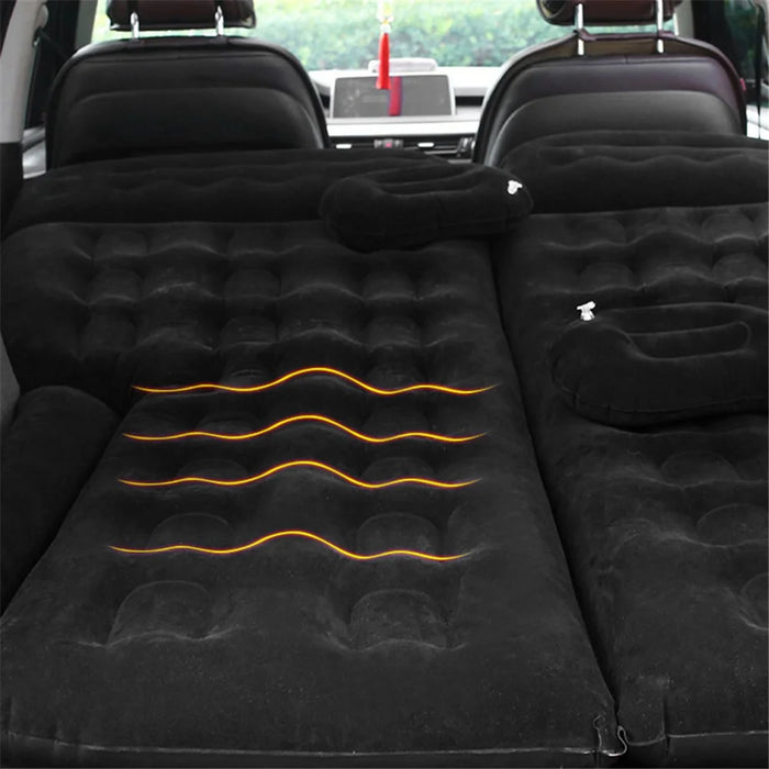 BY-688 Inflatable SUV Air Mattress Camping Bed PVC + Flocking Car Travel Sleeping Bed - Black - 4