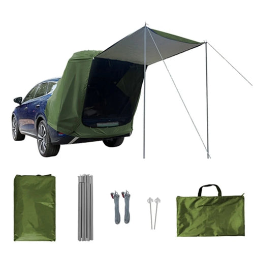 Car Rear Camping Tent Set Oxford Cloth SUV Cabana Tent with Awning Shade - Army Green - 1