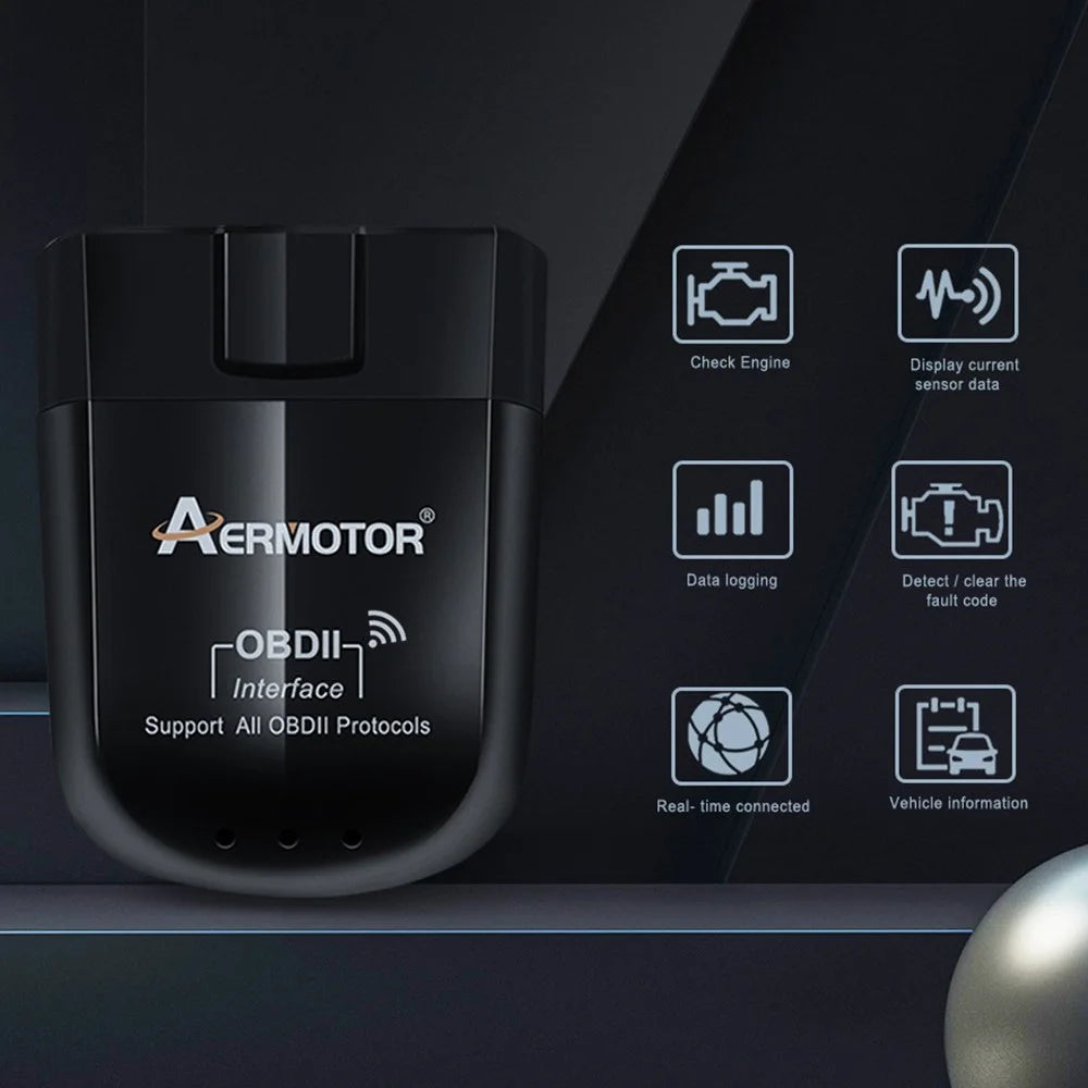 AERMOTOR ELM327 WIFI V1.5 OBD2 Scanner Car OBDII Code Reader Diagnostic Tool (Chip: PIC18F25K80) - 3