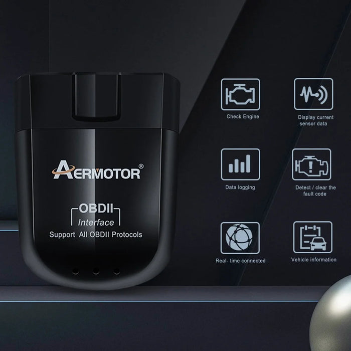 AERMOTOR ELM327 V1.5 OBD 2 Scanner Bluetooth-compatible 4.0 Car OBD2 Reader Check Engine Scan Tool (Chip: PIC18F25K80) - 2