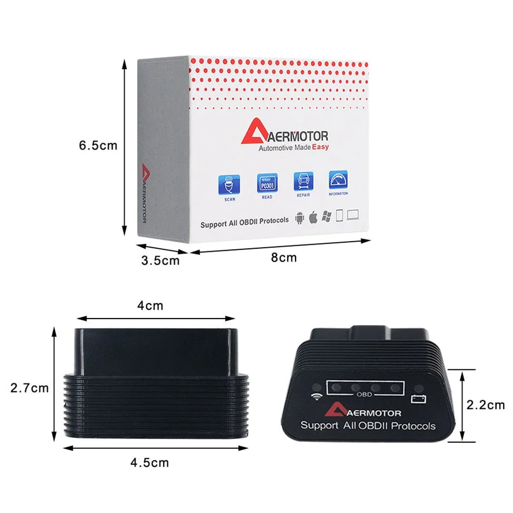 AERMOTOR V1.5 WiFi ELM327 Car Diagnostic Scan Tool Check Engine Device OBD2 - 4