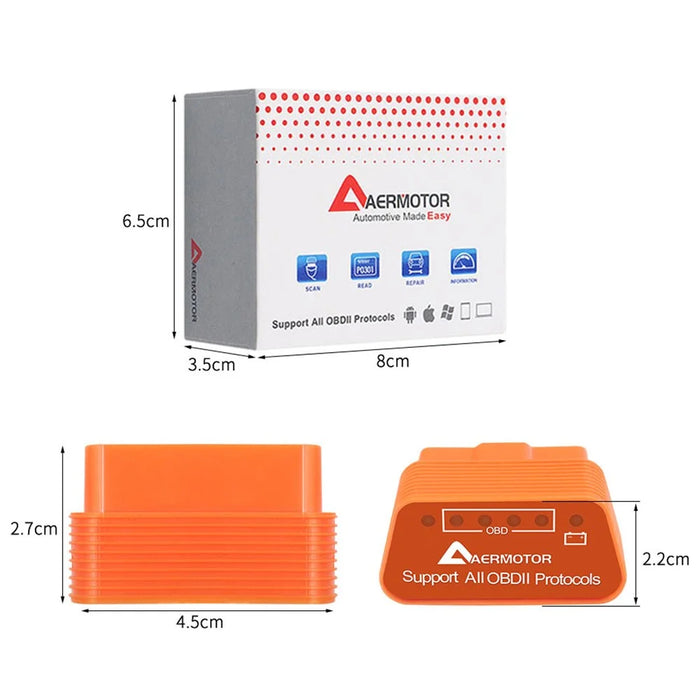 AERMOTOR V1.5 ELM327 OBD2 Bluetooth-compatible Code Reader Car Check Engine Diagnostic Scan Tool - 3