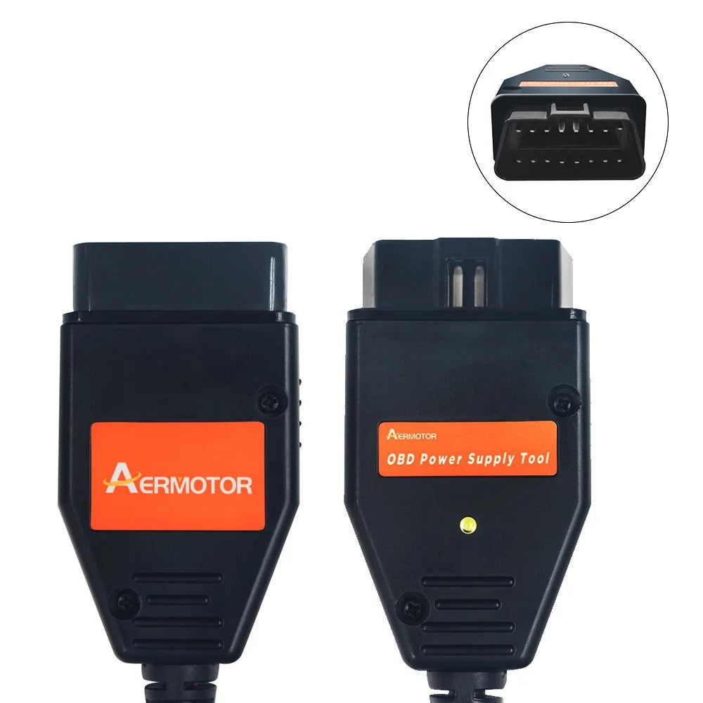 AERMOTOR Battery Alligator Clips Car Emergency Power Off Protector with OBD2 Connectors ECU Memory - 5