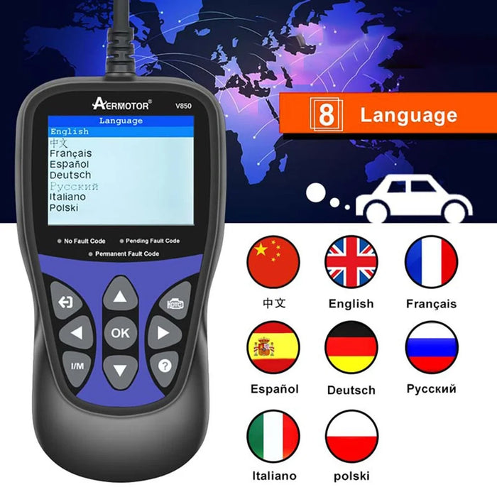 AERMOTOR V850 Car Diagnostic Scanner OBD2 Engine Check Automotive Code Reader - 4