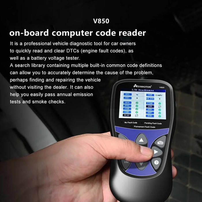 AERMOTOR V850 Car Diagnostic Scanner OBD2 Engine Check Automotive Code Reader - 6