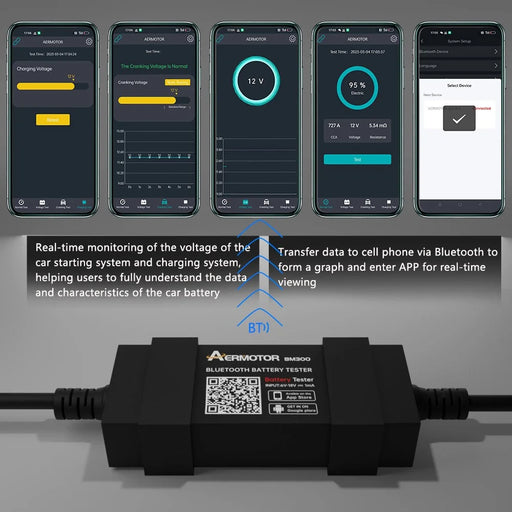 AERMOTOR BM300 Car Battery Tester Wireless Bluetooth-compatible 12V Car Battery Testing Charging Cranking Analyzer for Android iOS - 2