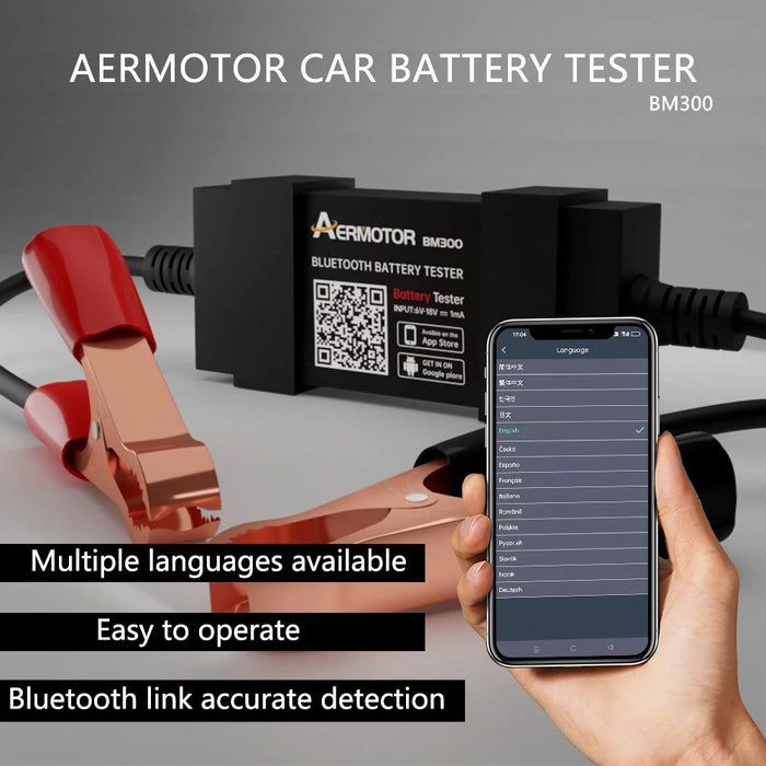 AERMOTOR BM300 Car Battery Tester Wireless Bluetooth-compatible 12V Car Battery Testing Charging Cranking Analyzer for Android iOS - 3