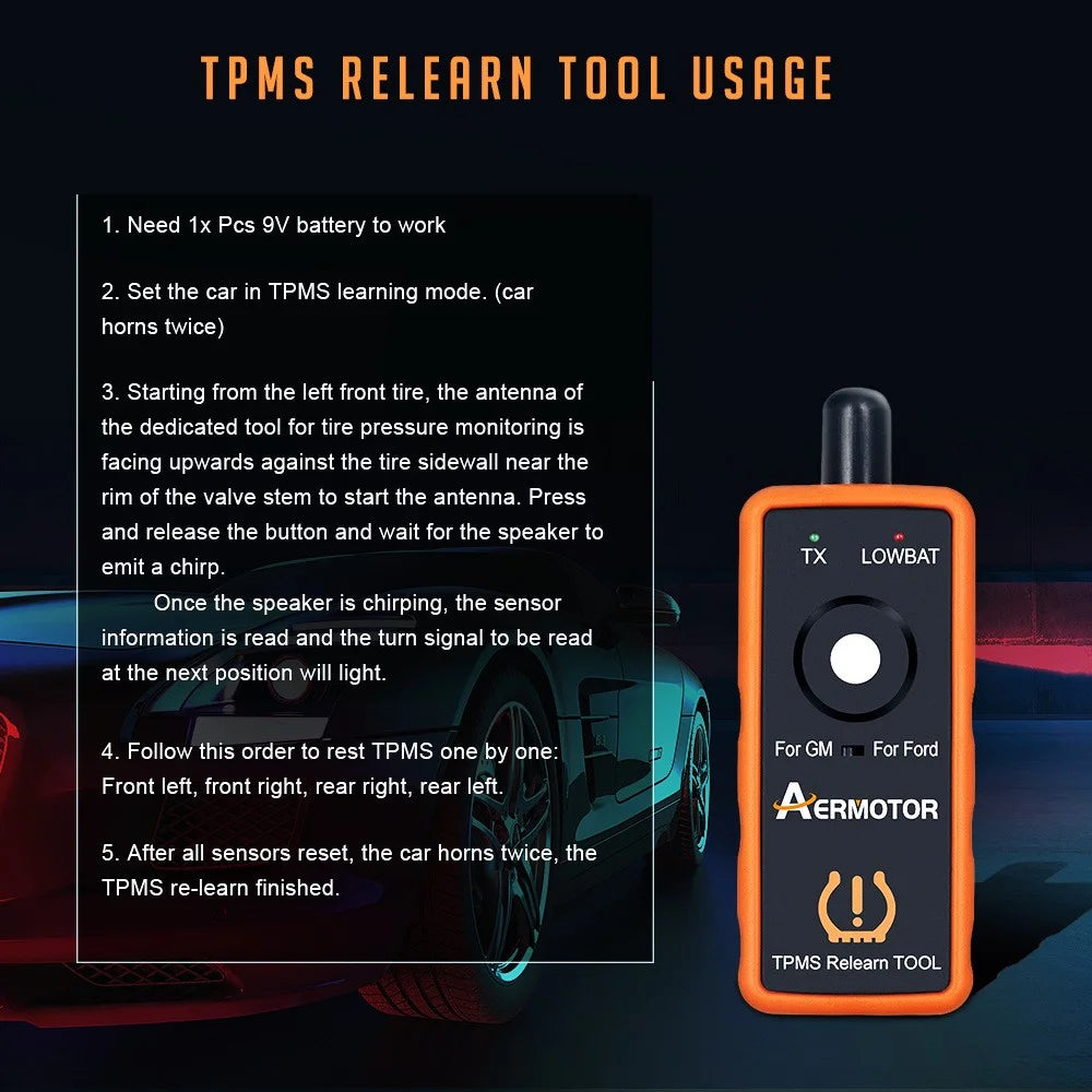 AERMOTOR EL-50448 TPMS FORD Car Tire Pressure Resetting Monitoring Tool Detector - 4