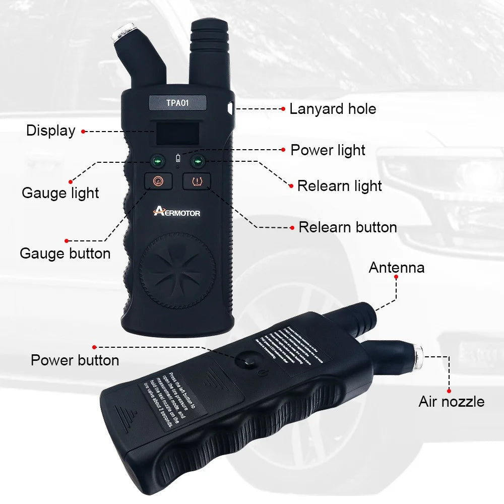 AERMOTOR TPMS 150 PSI Digital Car Tire Pressure Tester Detector Measurement Tool - 3