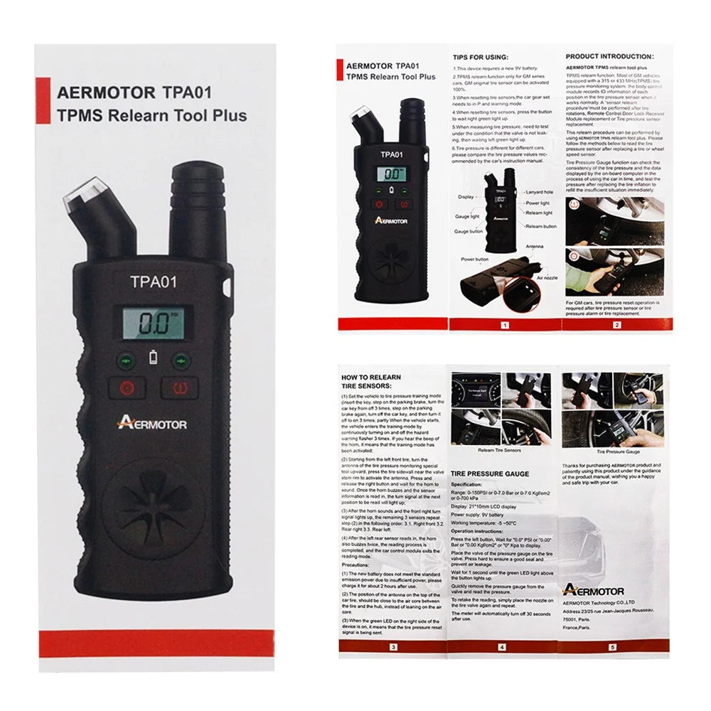 AERMOTOR TPMS 150 PSI Digital Car Tire Pressure Tester Detector Measurement Tool - 5