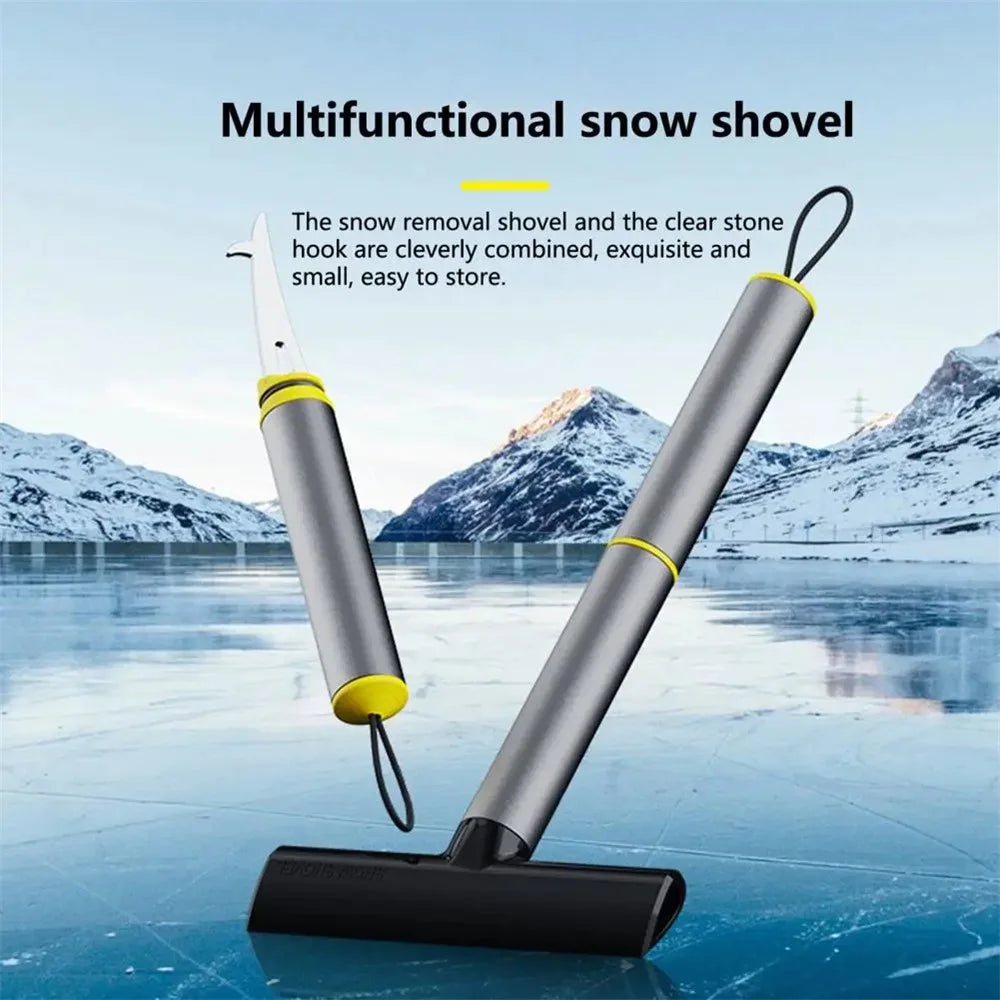 9718 TPU+Aluminum Alloy 2-in-1 Car Window Double-sided Snow Removal Shovel Tire Gravel Cleaning Tool - 2