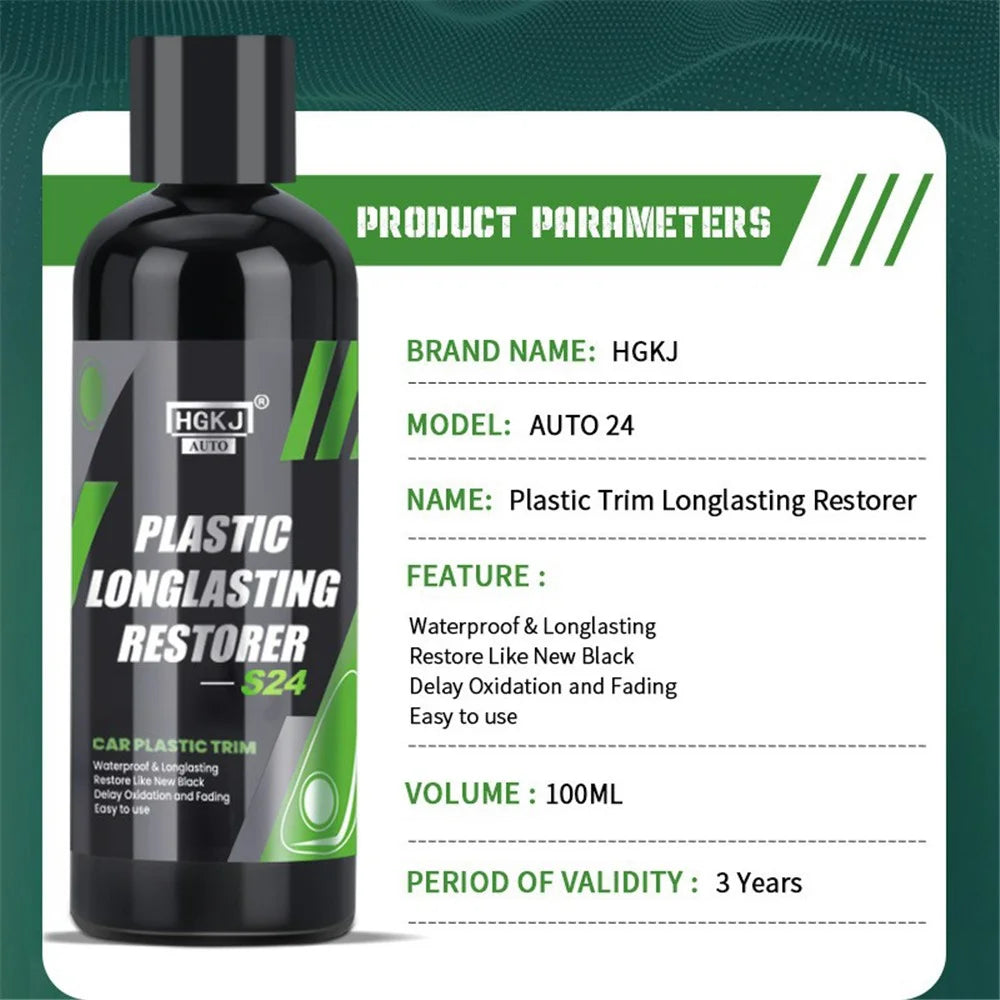 HGKJ AUTO-S24 100ml Longlasting Plastic Restorer Car Vehicle Trim Coating Renovator Repair Liquid - 5