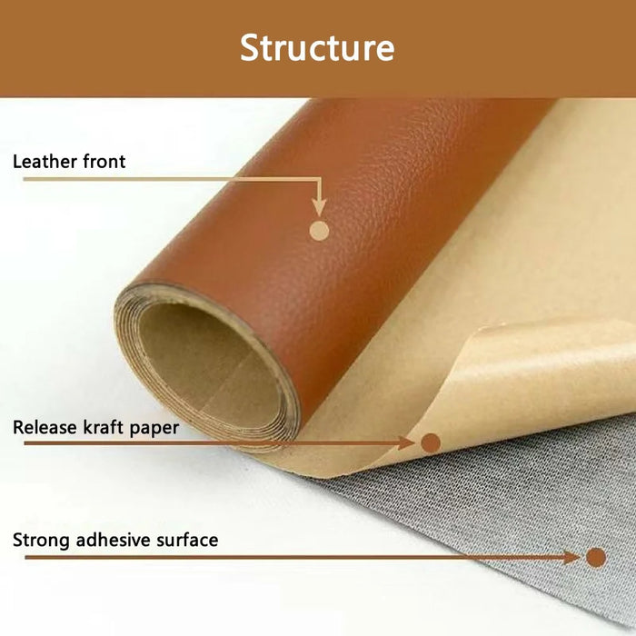 LEXINGXIANG 200x137cm PVC Leather Self-Adhesive Patch Sofa Furniture Repair Patch Leather Sheet - Black - 5