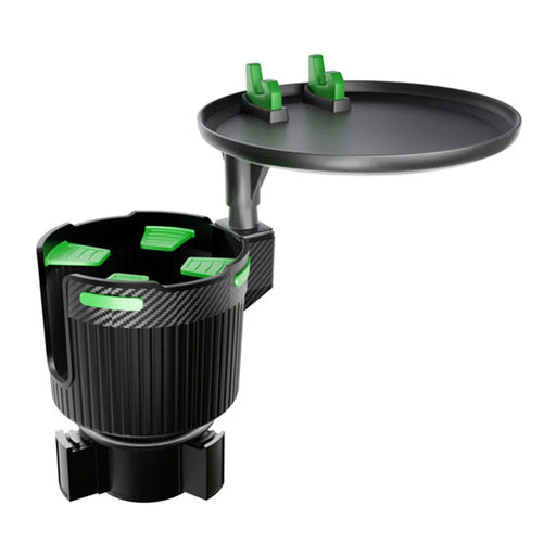 CARFU AC-2393 Rotation ABS Car Cup Holder Food Tray Organizer Expander for Instant Noodles, Snacks - Green - 1
