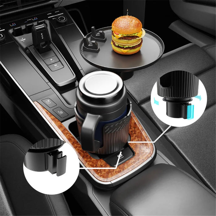 CARFU AC-2393 Rotation ABS Car Cup Holder Food Tray Organizer Expander for Instant Noodles, Snacks - Green - 2
