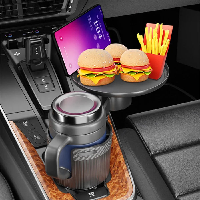 CARFU AC-2393 Rotation ABS Car Cup Holder Food Tray Organizer Expander for Instant Noodles, Snacks - Green - 5