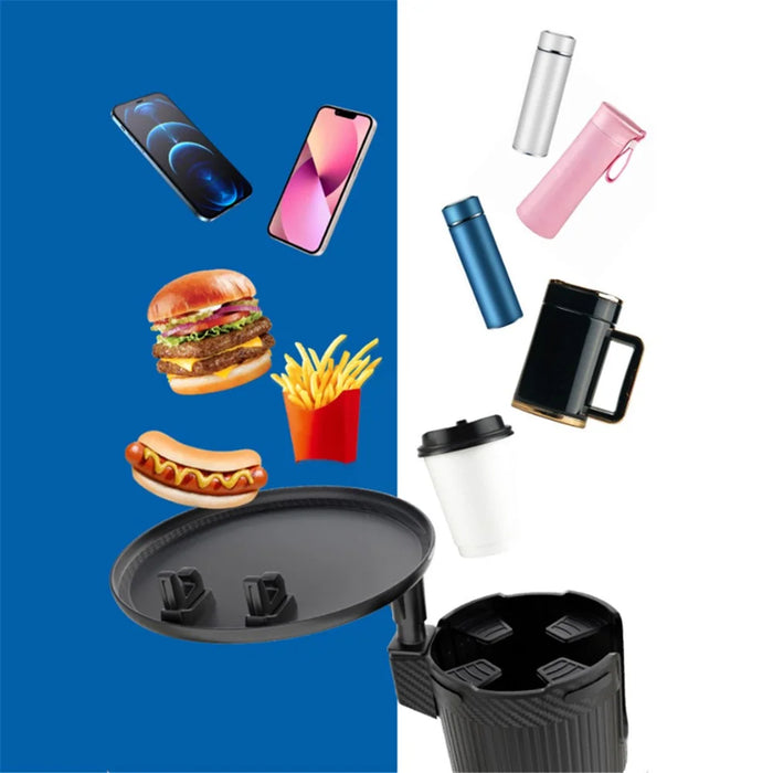 CARFU AC-2393 Rotation ABS Car Cup Holder Food Tray Organizer Expander for Instant Noodles, Snacks - Green - 6