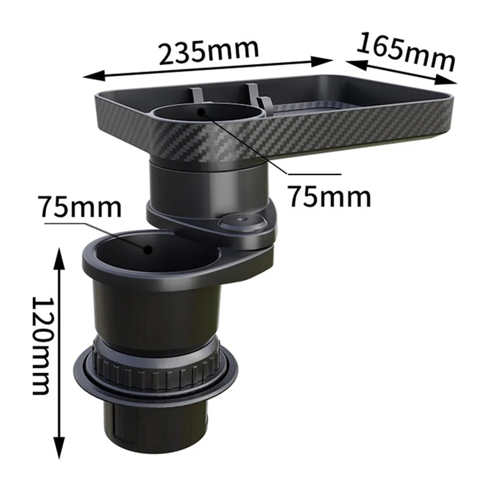 CARFU AC-2387 Car Cup Holder 360-Degree Adjustable Drink Holder with Food Tray - 5