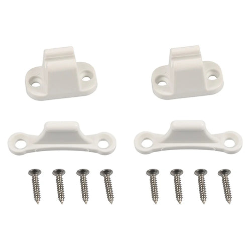 A8624 2Pair White T-Shape Door Retainer Kit Door Stop Retaining Catch Holder Set with Screws for Camper RV Motorhome #2-2 - 1