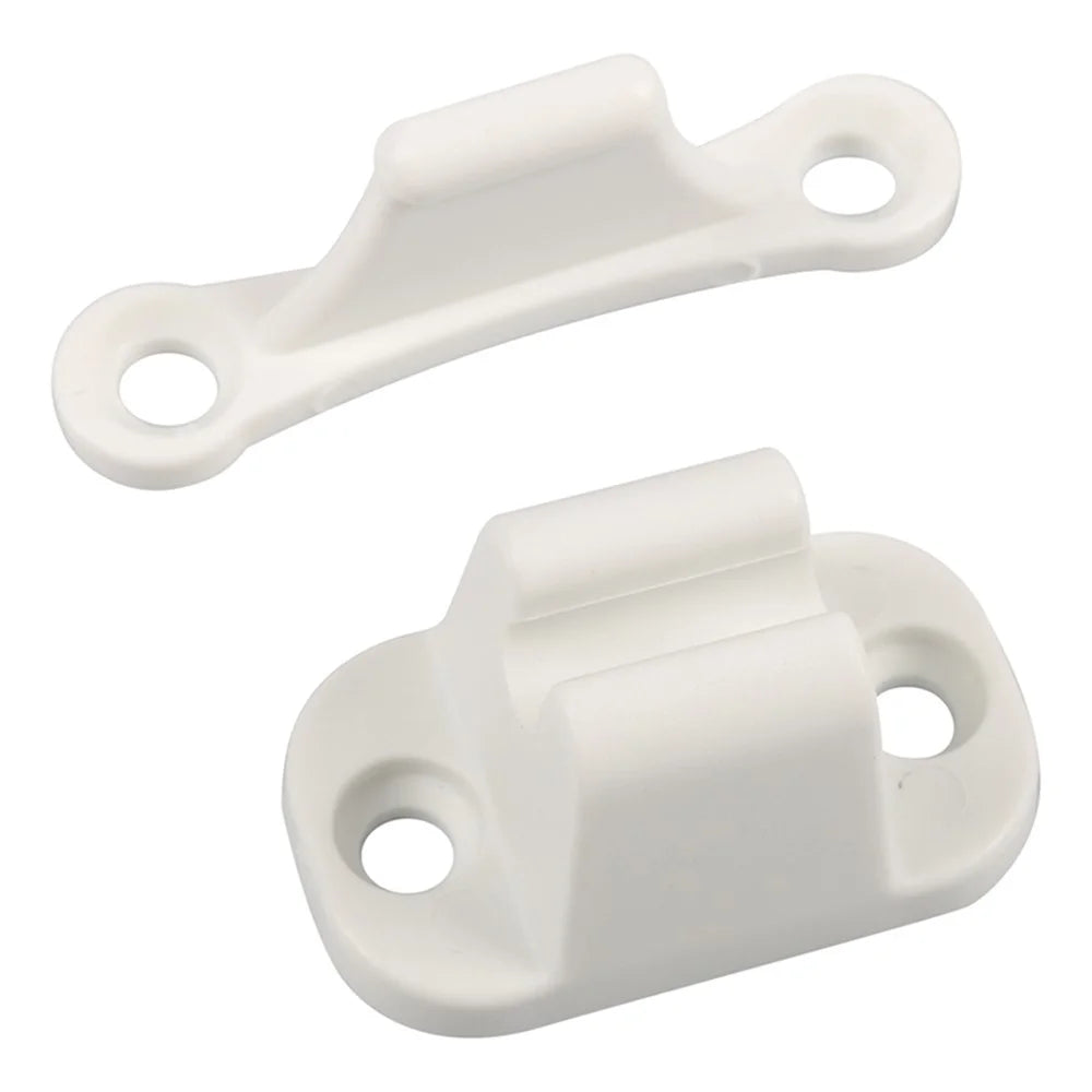A8624 2Pair White T-Shape Door Retainer Kit Door Stop Retaining Catch Holder Set with Screws for Camper RV Motorhome #2-2 - 7