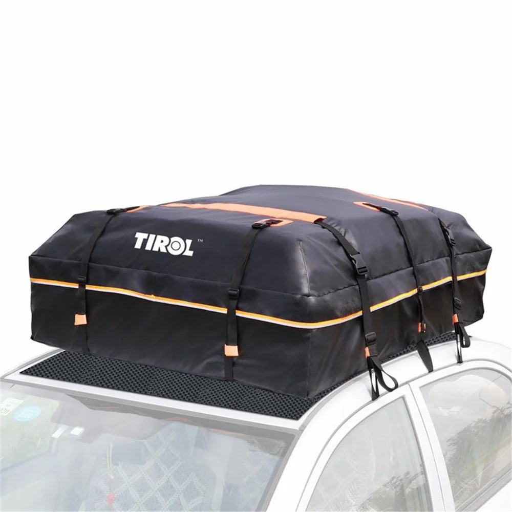 TIROL T26967 20-inch Car SUV Roof Bag 500D PVC Vehicle Roof Luggage Storage Bag Rainproof Cargo Bag - Orange - 7