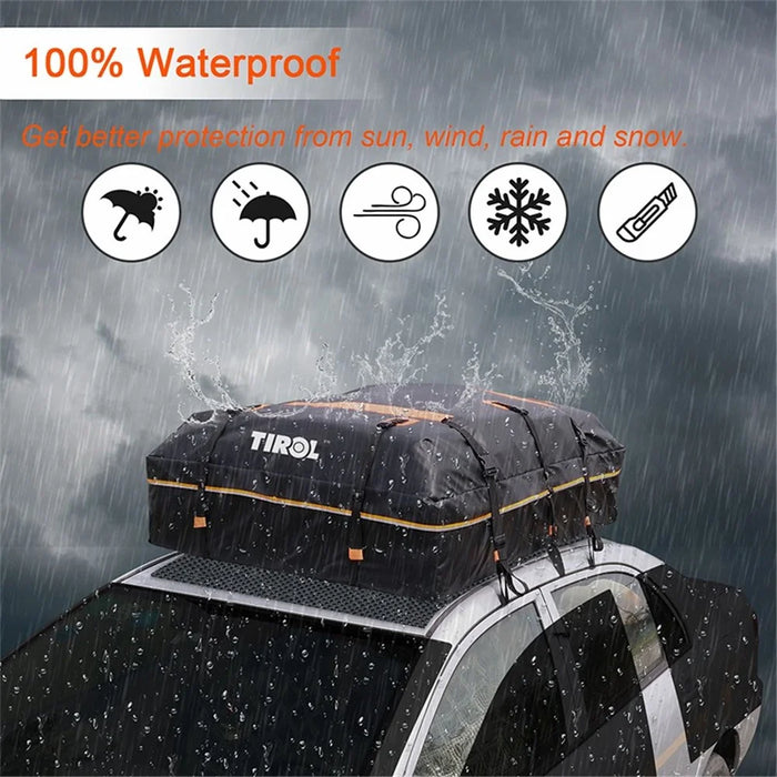 TIROL T26967 15-inch Car SUV Roof Cargo Bag 500D PVC Rainproof Vehicle Roof Luggage Storage Bag - Black - 2