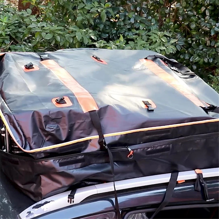 TIROL T26967 15-inch Car SUV Roof Cargo Bag 500D PVC Rainproof Vehicle Roof Luggage Storage Bag - Black - 6