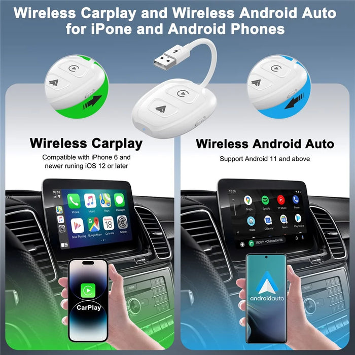 THT-020-9-1 Car Wireless Android Auto Carplay Wired to Wireless Adapter Dongle - 2
