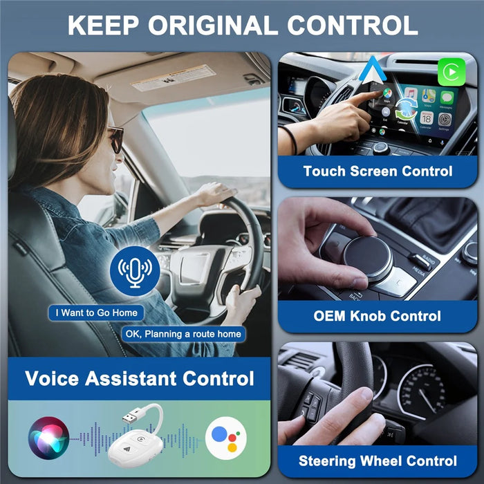 THT-020-9-1 Car Wireless Android Auto Carplay Wired to Wireless Adapter Dongle - 3