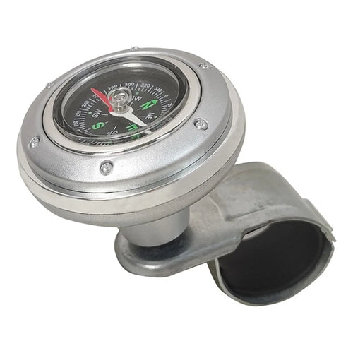 CARFU Plastic+Iron Car Steering Wheel Spinner Knob Compass Car Steering Auxiliary Booster Control Handle - Silver - 1