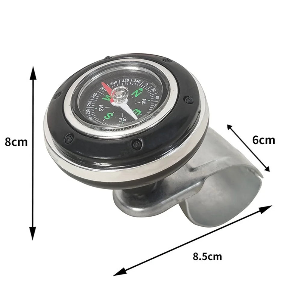 CARFU Plastic+Iron Car Steering Wheel Spinner Knob Compass Car Steering Auxiliary Booster Control Handle - Silver - 4