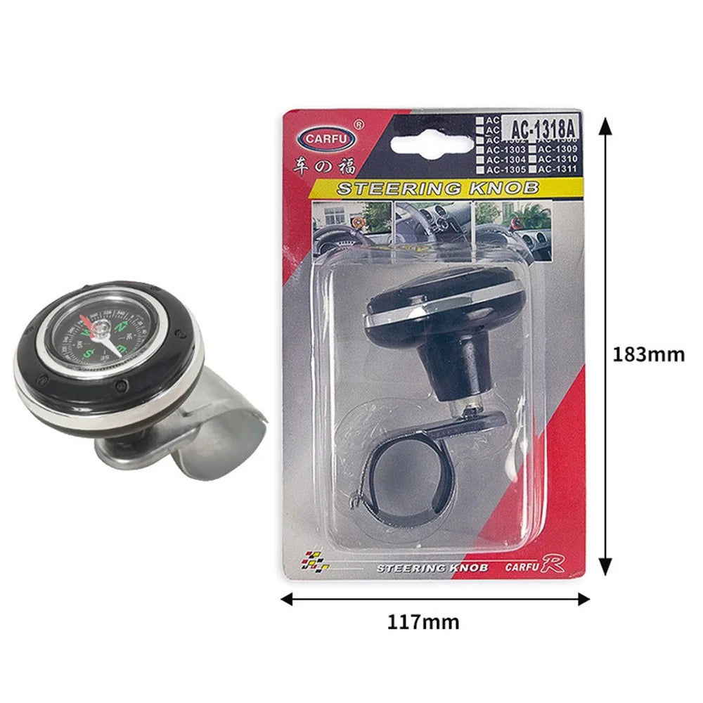 CARFU Plastic+Iron Car Steering Wheel Spinner Knob Compass Car Steering Auxiliary Booster Control Handle - Silver - 5