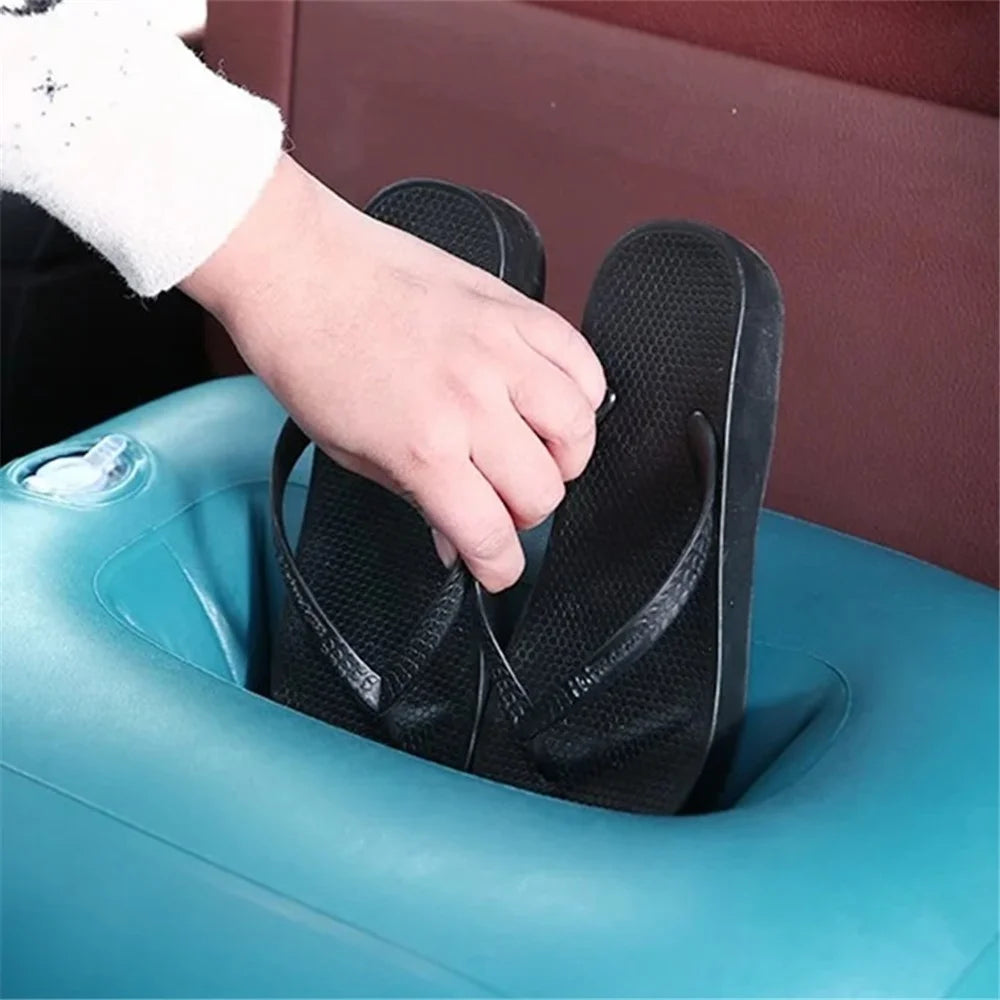 828 Cartoon Bear Head Car Air Mattress PVC + Flocking Back Seat Inflatable Bed with Pump - Navy Blue - 3