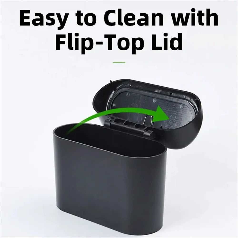 BY-1079 Push Lid Design Car Trash Can Vehicle Door Seat Back Hanging ABS Trash Bin - Black - 3