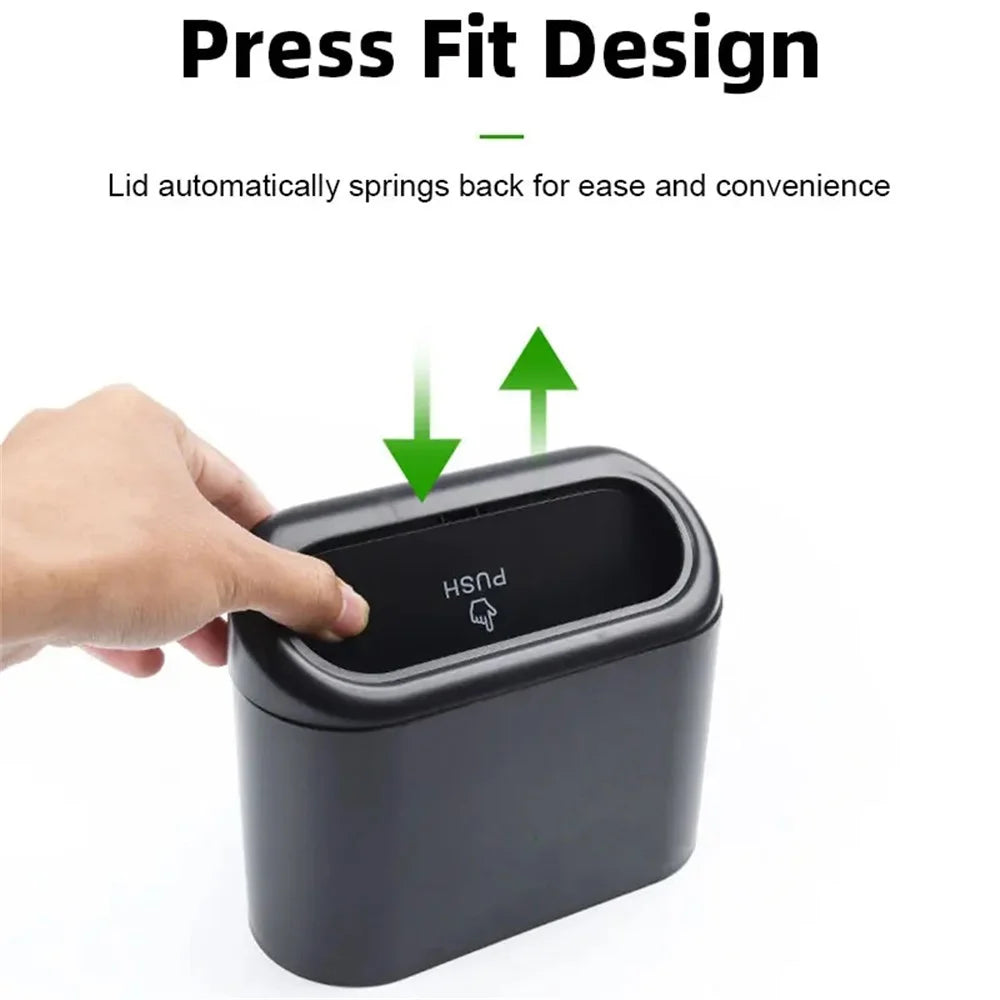 BY-1079 Push Lid Design Car Trash Can Vehicle Door Seat Back Hanging ABS Trash Bin - Black - 4