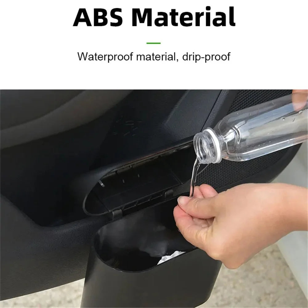 BY-1079 Push Lid Design Car Trash Can Vehicle Door Seat Back Hanging ABS Trash Bin - Black - 5