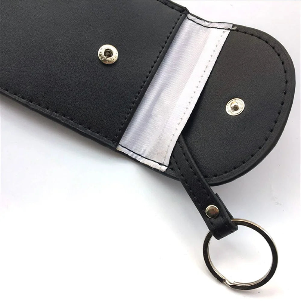 Car Key Signal Blocking Pouch Anti-theft RFID Blocking Genuine Cow Leather Car Keys Case Holder - 6