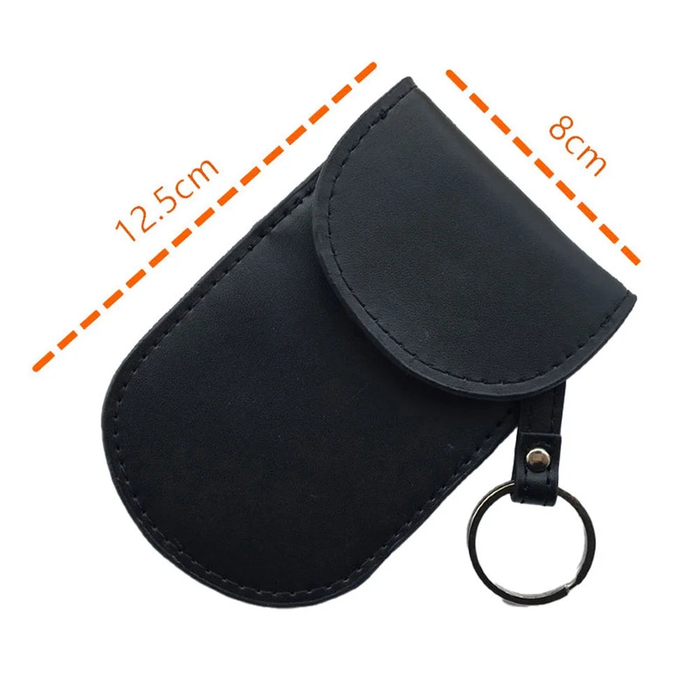 Car Key Signal Blocking Pouch Anti-theft RFID Blocking Genuine Cow Leather Car Keys Case Holder - 7