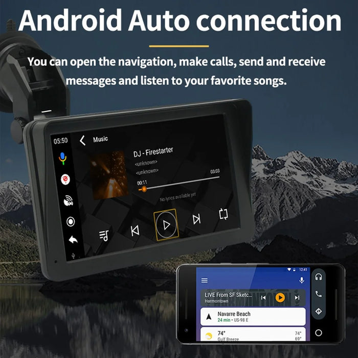 W507B 7-inch HD Touch Screen Car Play 2.4GHz WiFi Portable Car Stereo with Suction Holder - 3