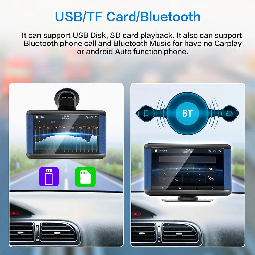 W503A 7.0-inch HD Display Wireless / Wired Car Play Android Auto Portable Car Stereo Support Mirror Link, Bluetooth-compatible - 6