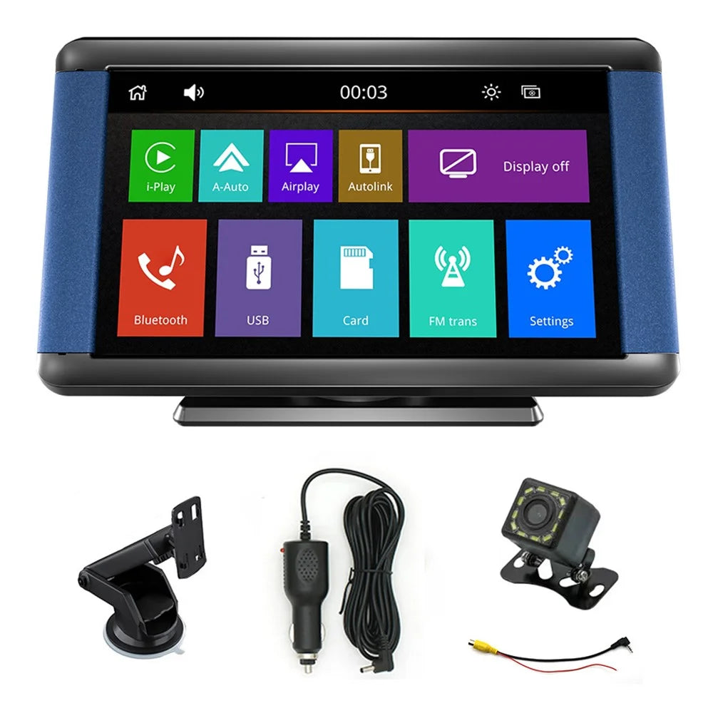 W503C 7.0-inch HD Screen Wireless Car Play with 12LED Camera, Portable Car Stereo Support Mirror Link, Android Auto - 1