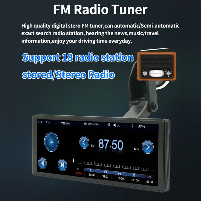 W508B 9.36-inch Display Car Play with 2 Mount Stand, Mirror Link Portable Car Stereo Support Bluetooth, USB-Disk, TF Card - 7