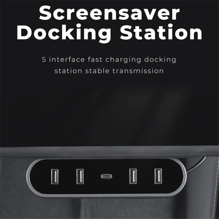TSL319 For Model 3 / Y Under Screen Car USB+Type-C Hub Charging Dock Station - 2