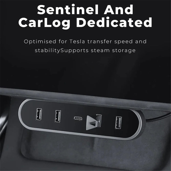 TSL319 For Model 3 / Y Under Screen Car USB+Type-C Hub Charging Dock Station - 3